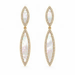 14K Yellow Gold Diamond And Mother Of Pearl Drop Earrings - Jewelry Design Gallery of East Windsor