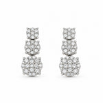 14K White Gold Trio Dangling Round Clustered Diamond Earrings - Jewelry Design Gallery of East Windsor