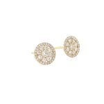 14K Yellow Gold Cluster Diamond Circle Stud Earrings - Jewelry Design Gallery of East Windsor