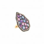 18K Rose Gold Rainbow Stone Cocktail Ring with Pink & Sapphire, Amethyst, and Diamonds - Jewelry Design Gallery of East Windsor