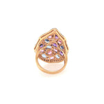 18K Rose Gold Rainbow Stone Cocktail Ring with Pink & Sapphire, Amethyst, and Diamonds - Jewelry Design Gallery of East Windsor