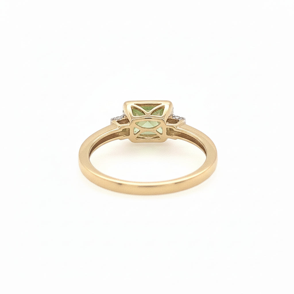 14K Yellow Gold Diamond and Peridot Minimal Ring - Jewelry Design Gallery of East Windsor