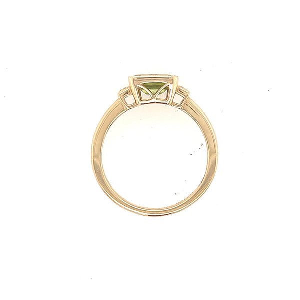 14K Yellow Gold Diamond and Peridot Minimal Ring - Jewelry Design Gallery of East Windsor