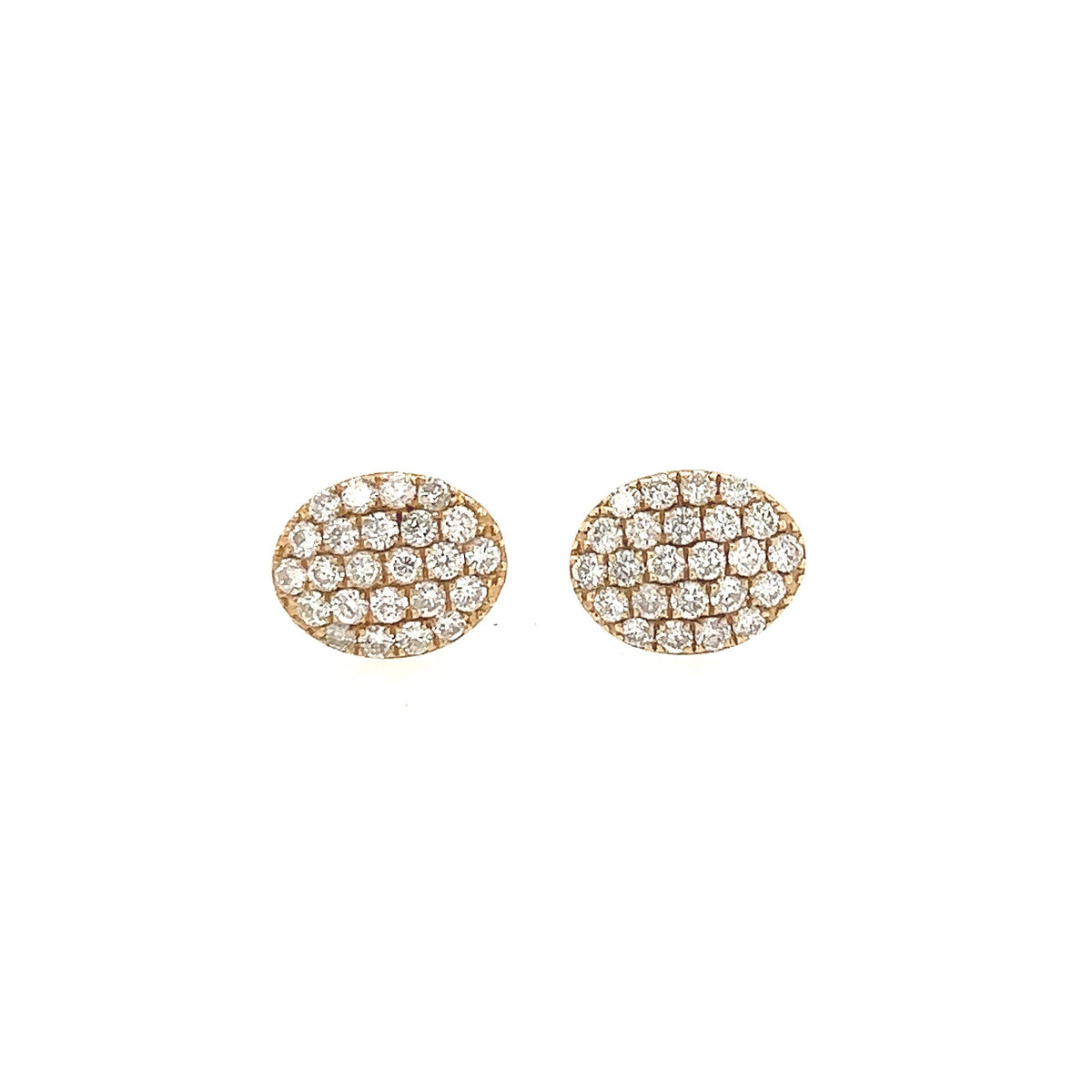 14K Yellow Gold Oval Diamond Stud Earrings - Jewelry Design Gallery of East Windsor