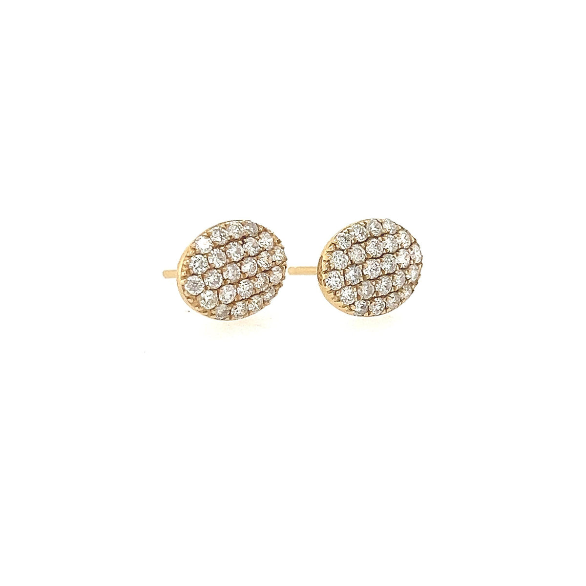 14K Yellow Gold Oval Diamond Stud Earrings - Jewelry Design Gallery of East Windsor