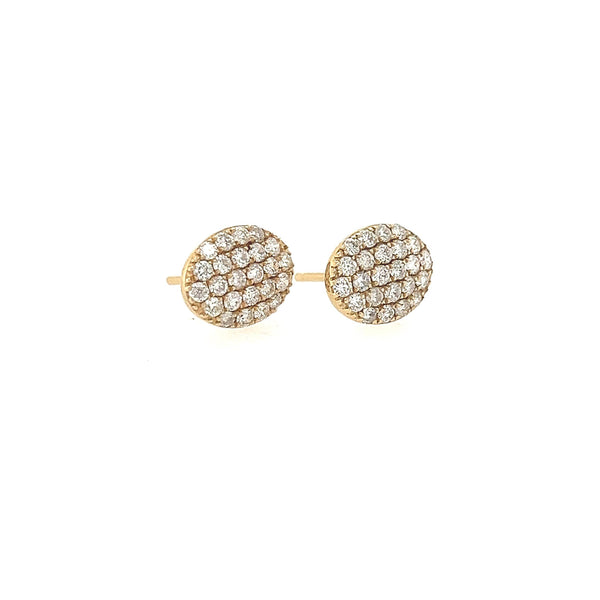 14K Yellow Gold Oval Diamond Stud Earrings - Jewelry Design Gallery of East Windsor