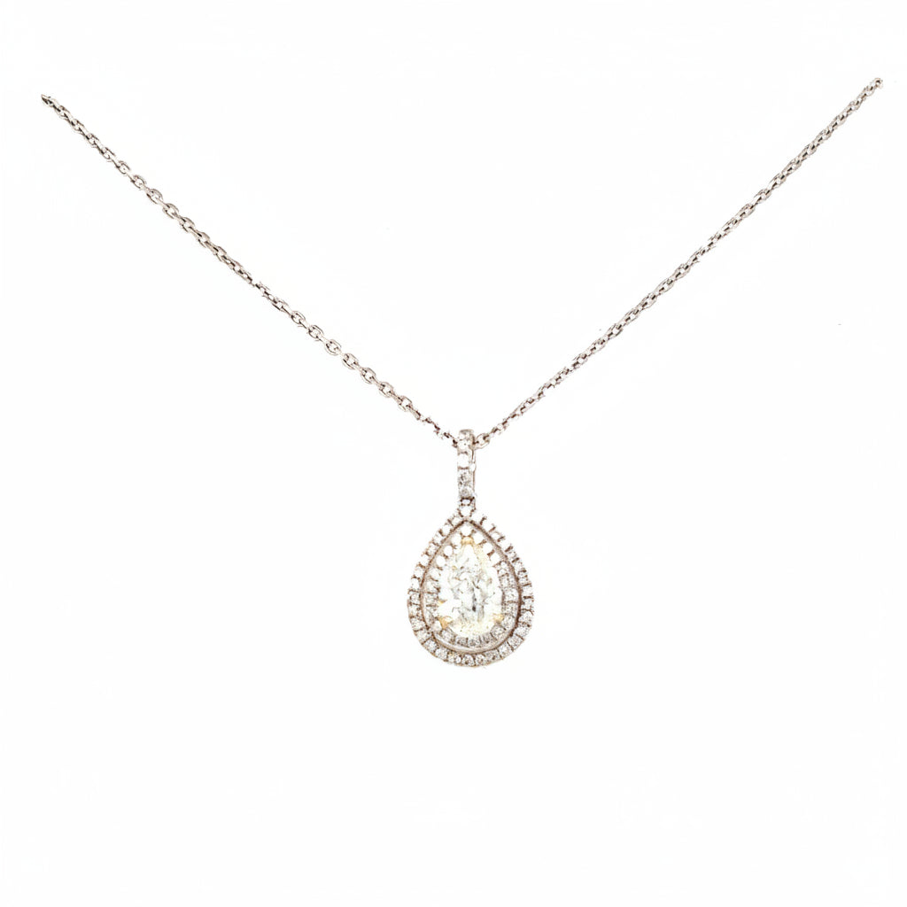 14k White Gold Diamond Pear Shaped Pendant Necklace - Jewelry Design Gallery of East Windsor