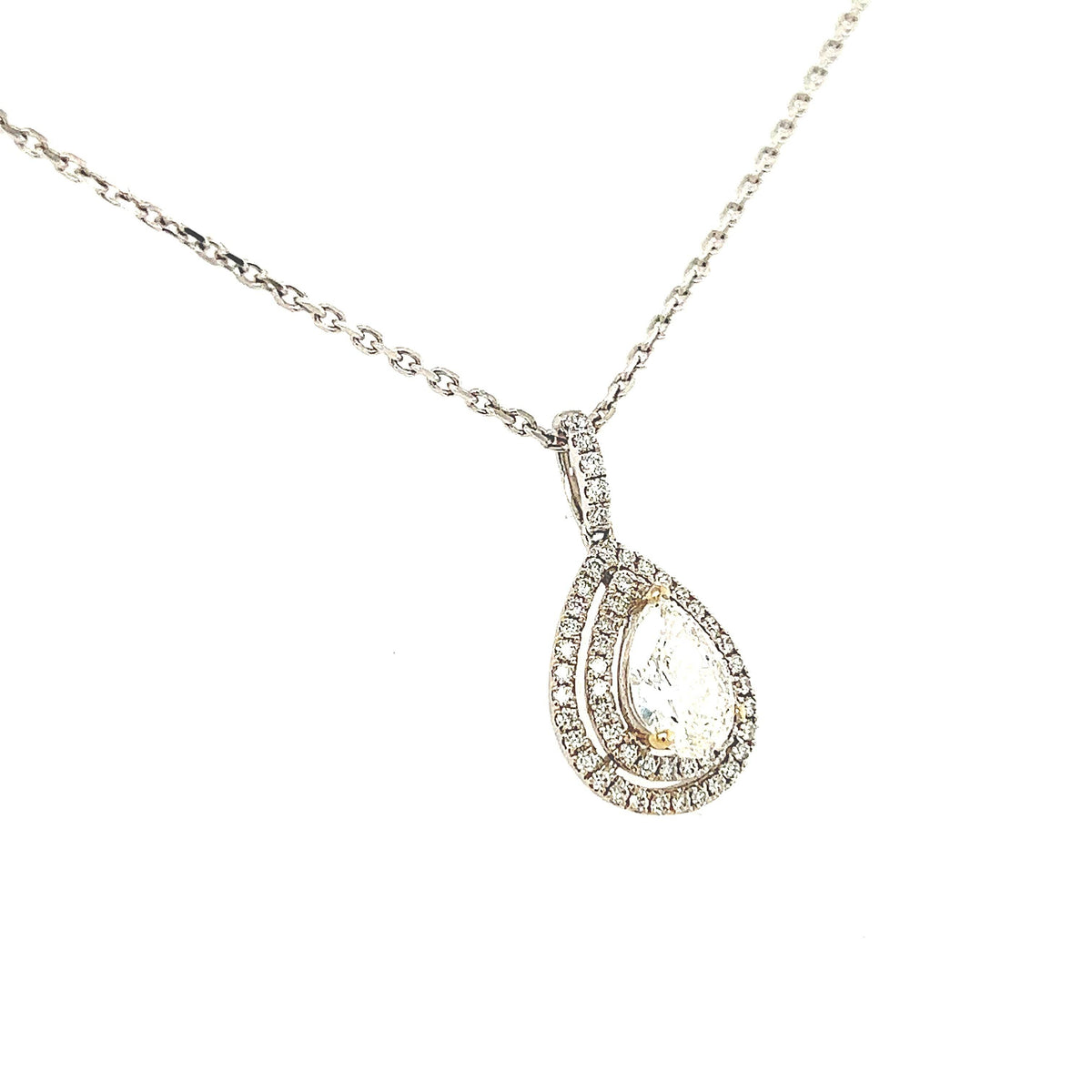 14k White Gold Diamond Pear Shaped Pendant Necklace - Jewelry Design Gallery of East Windsor
