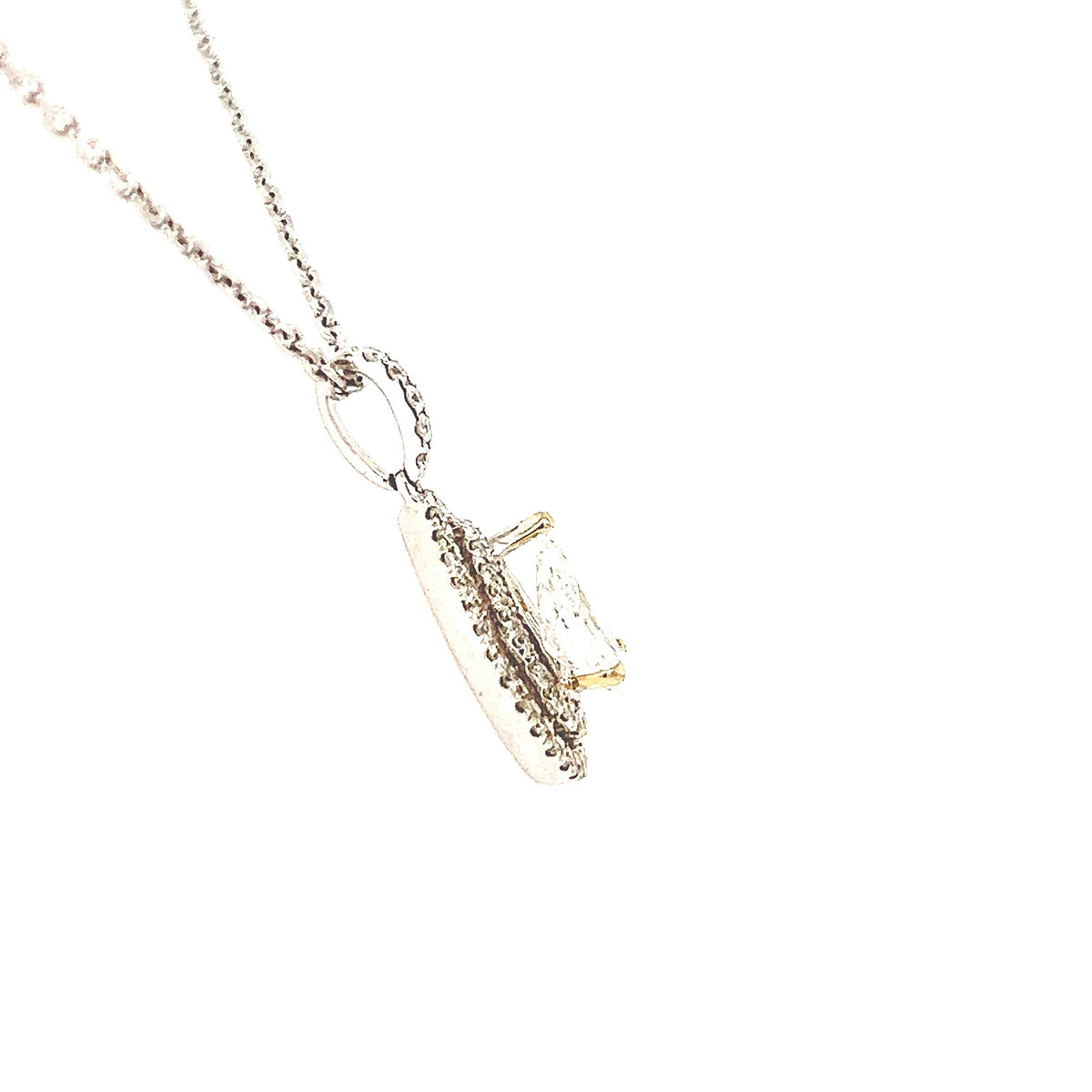 14k White Gold Diamond Pear Shaped Pendant Necklace - Jewelry Design Gallery of East Windsor
