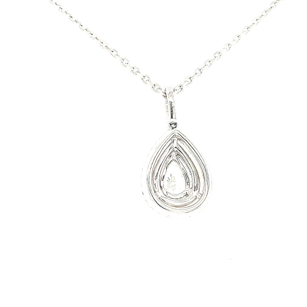 14k White Gold Diamond Pear Shaped Pendant Necklace - Jewelry Design Gallery of East Windsor