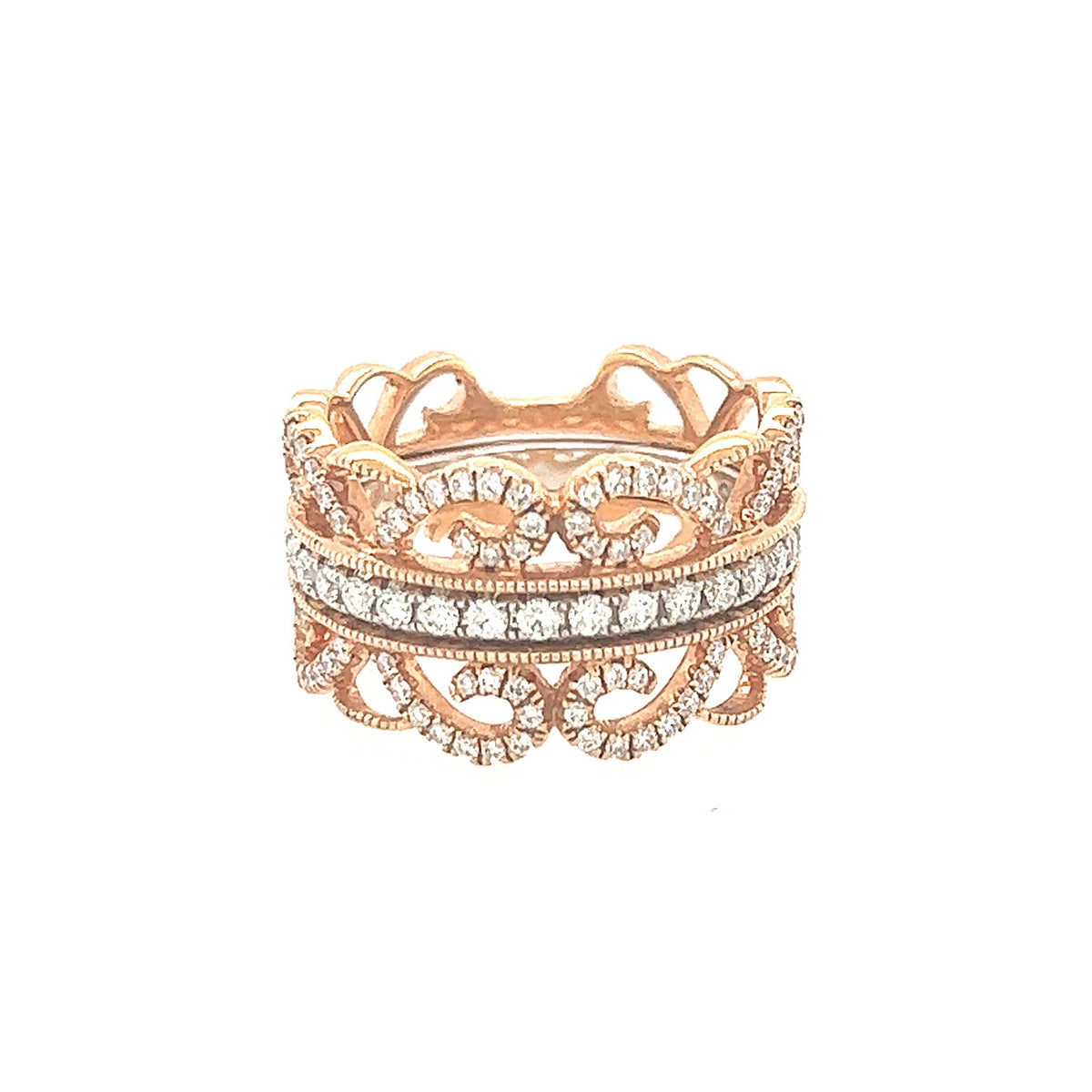14K Rose Gold and Diamond Etruscan Statement Ring - Jewelry Design Gallery of East Windsor