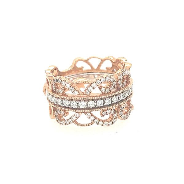 14K Rose Gold and Diamond Etruscan Statement Ring - Jewelry Design Gallery of East Windsor