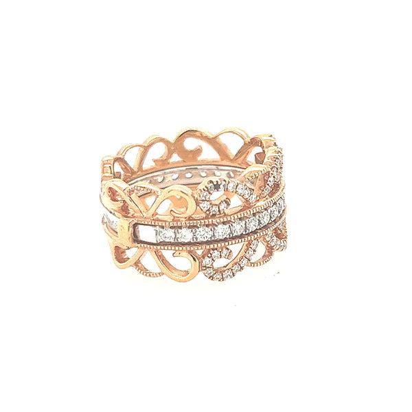14K Rose Gold and Diamond Etruscan Statement Ring - Jewelry Design Gallery of East Windsor