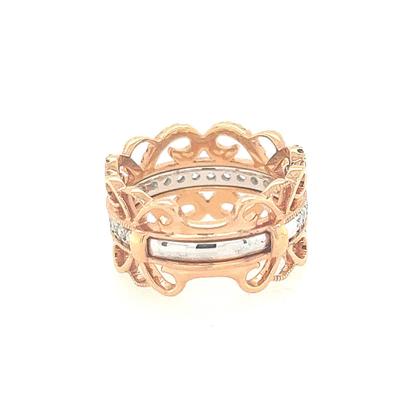 14K Rose Gold and Diamond Etruscan Statement Ring - Jewelry Design Gallery of East Windsor