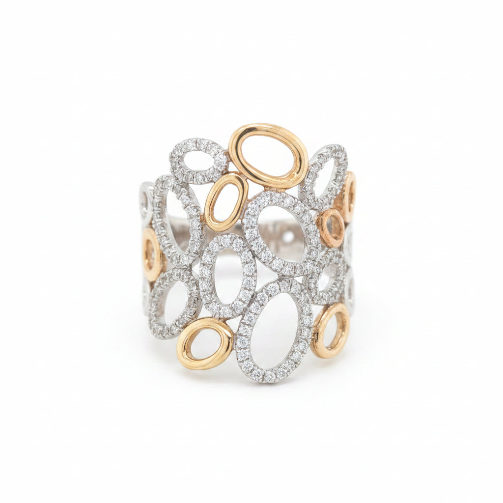 14K Two Tone Oval Diamond Statement Ring - Jewelry Design Gallery of East Windsor