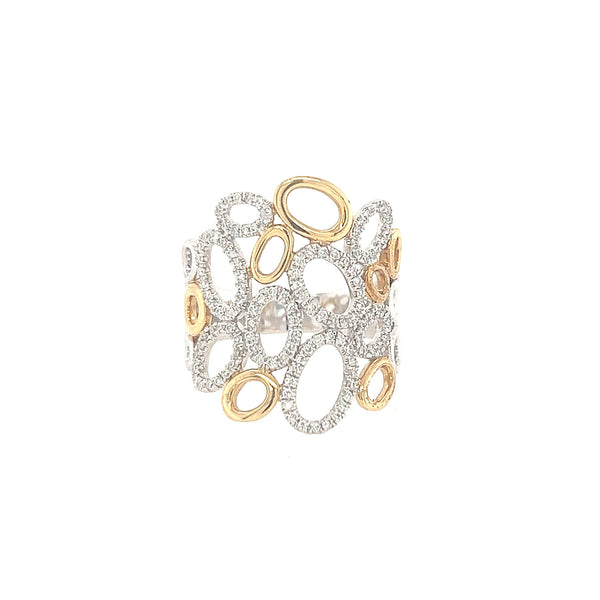 14K Two Tone Oval Diamond Statement Ring - Jewelry Design Gallery of East Windsor