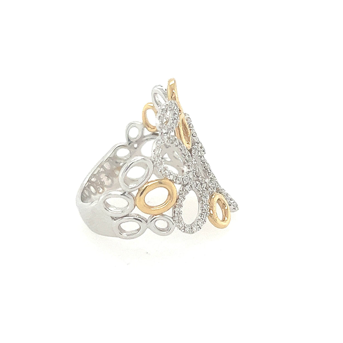 14K Two Tone Oval Diamond Statement Ring - Jewelry Design Gallery of East Windsor