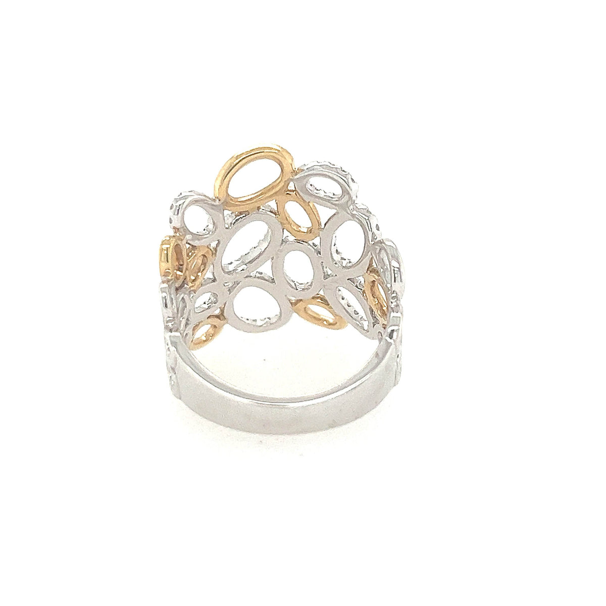 14K Two Tone Oval Diamond Statement Ring - Jewelry Design Gallery of East Windsor
