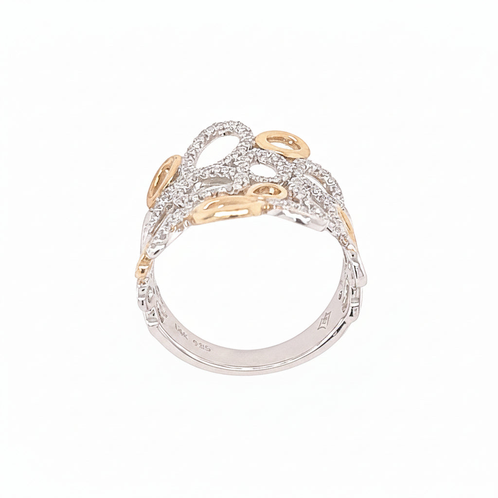 14K Two Tone Oval Diamond Statement Ring - Jewelry Design Gallery of East Windsor