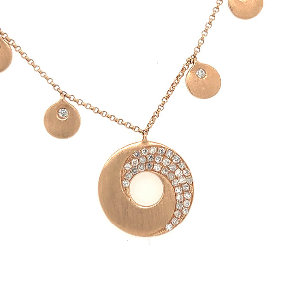 14K Rose Gold Diamond Pave Circle Disc Necklace - Jewelry Design Gallery of East Windsor