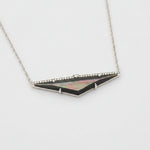 18K White Gold Diamond and Black Mother of Pearl Triangle Pendant Necklace - Jewelry Design Gallery of East Windsor
