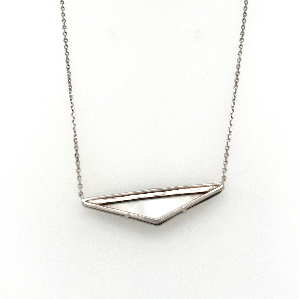 18K White Gold Diamond and Black Mother of Pearl Triangle Pendant Necklace - Jewelry Design Gallery of East Windsor