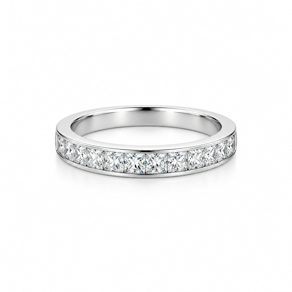 Platinum 1 carat Half Eternity Diamond Wedding Band - Jewelry Design Gallery of East Windsor