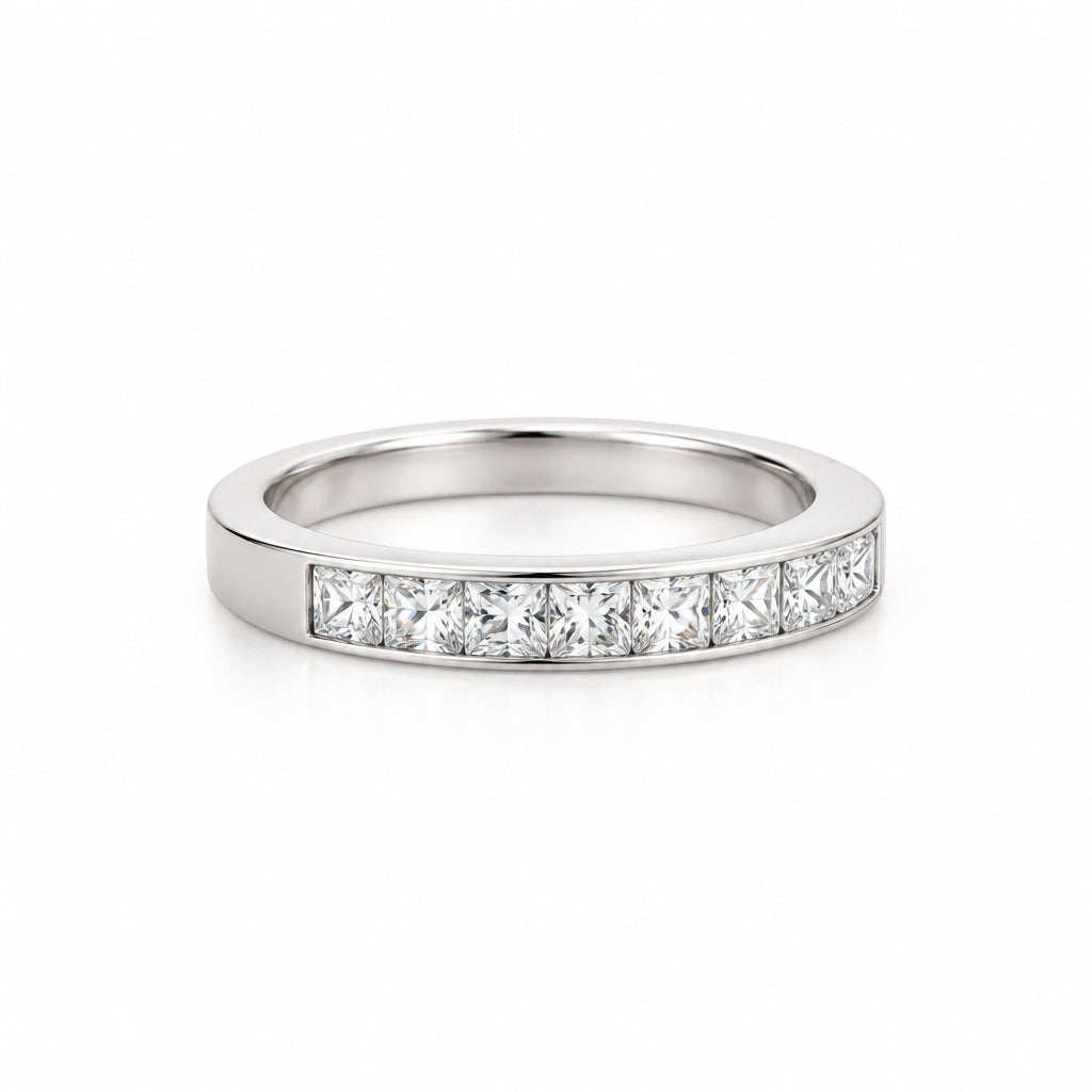 Platinum 1 carat Half Eternity Diamond Wedding Band - Jewelry Design Gallery of East Windsor