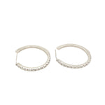 14K White Gold Round Hoop Diamond Earrings - Jewelry Design Gallery of East Windsor