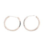 14K White Gold Round Hoop Diamond Earrings - Jewelry Design Gallery of East Windsor