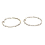 14K White Gold Round Hoop Full Inside and Out Diamond Hoop Earrings - Jewelry Design Gallery of East Windsor