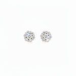 14K White Gold Diamond Clustered Flower Stud Earrings - Jewelry Design Gallery of East Windsor