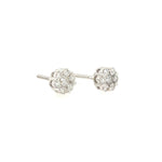 14K White Gold Diamond Clustered Flower Stud Earrings - Jewelry Design Gallery of East Windsor