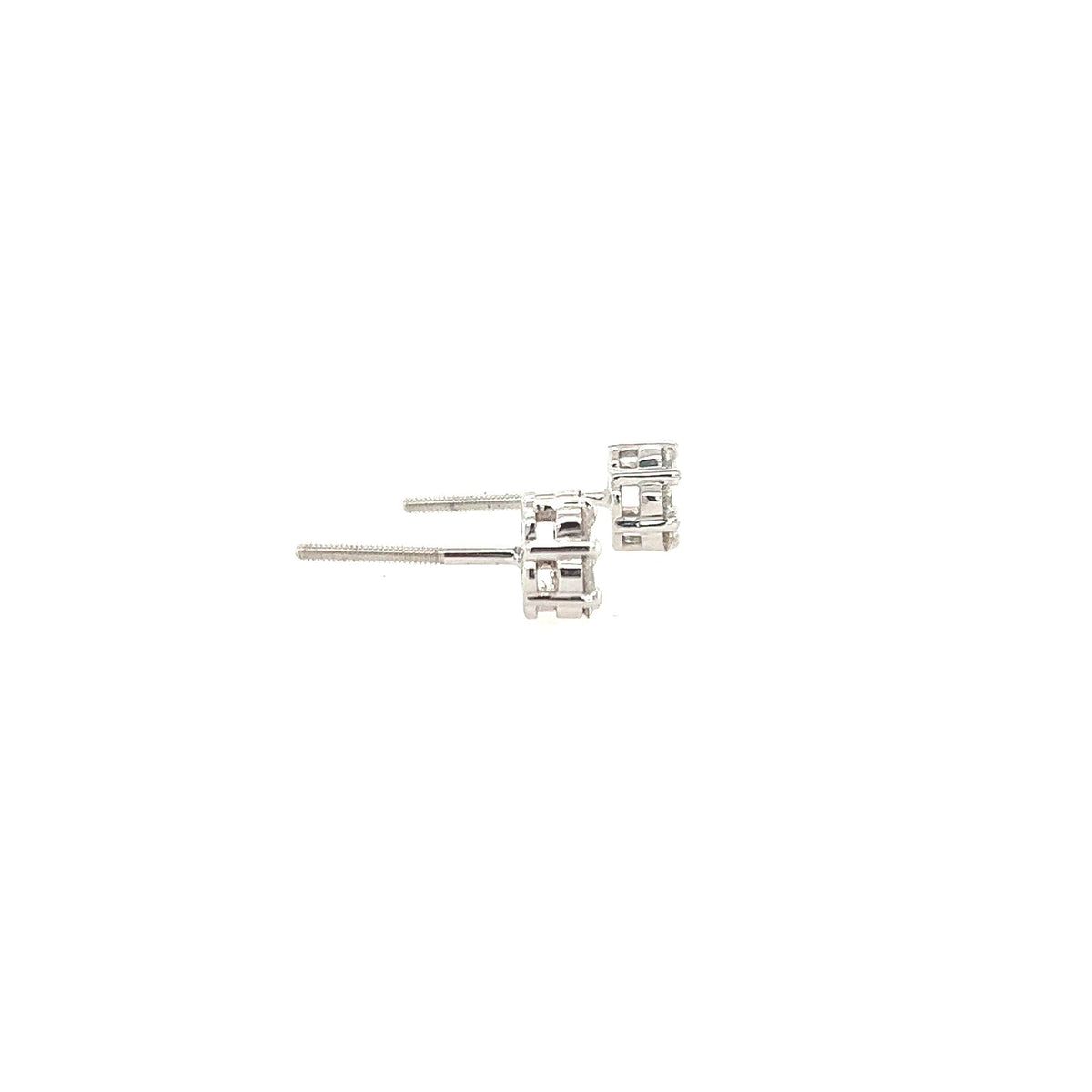 14K White Gold Diamond Clustered Flower Stud Earrings - Jewelry Design Gallery of East Windsor