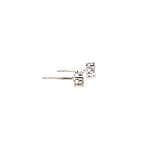 14K White Gold Diamond Clustered Flower Stud Earrings - Jewelry Design Gallery of East Windsor
