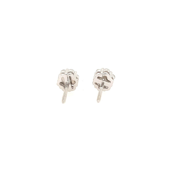 14K White Gold Diamond Clustered Flower Stud Earrings - Jewelry Design Gallery of East Windsor