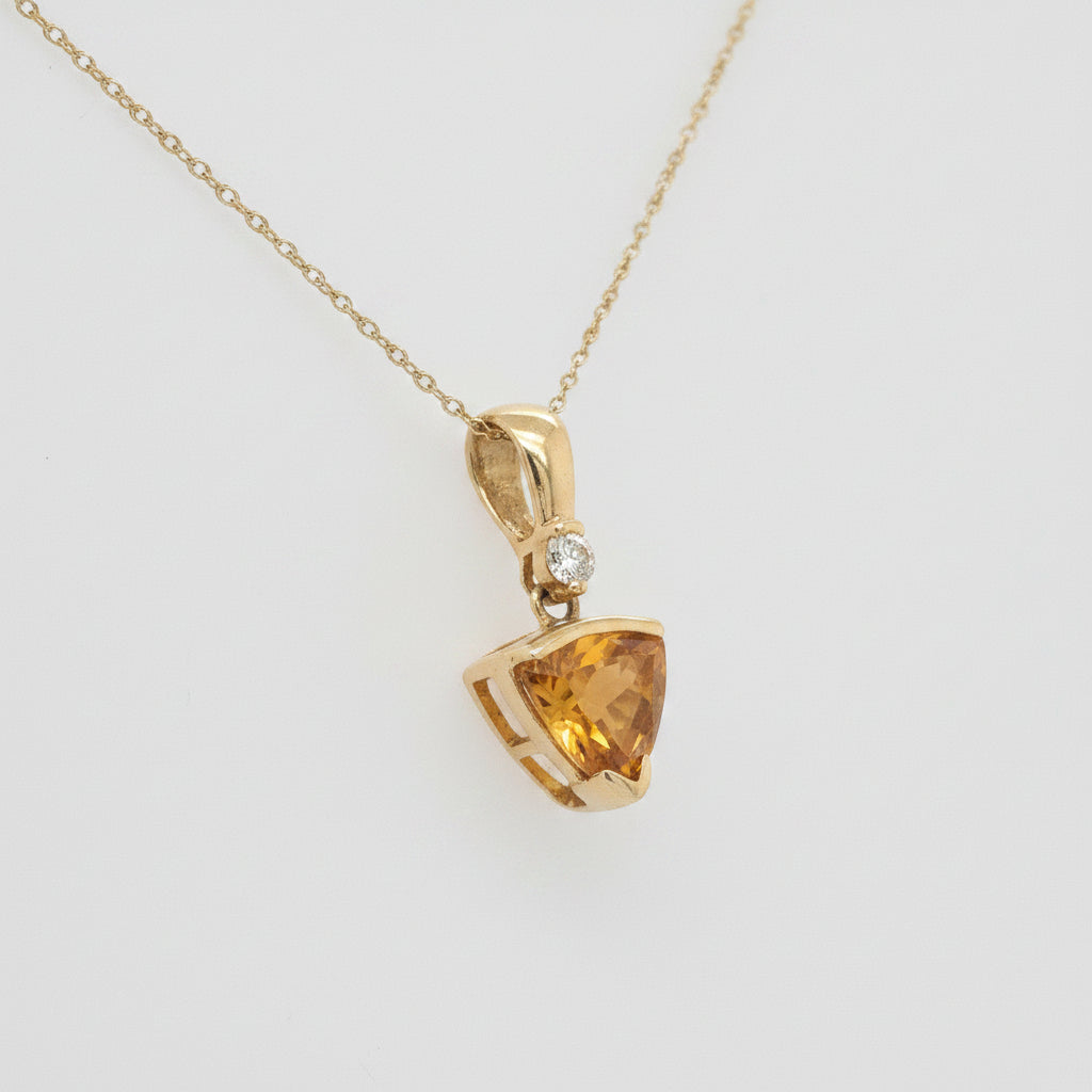 14K Yellow Gold Citrine and Diamond Pendant Necklace - Jewelry Design Gallery of East Windsor