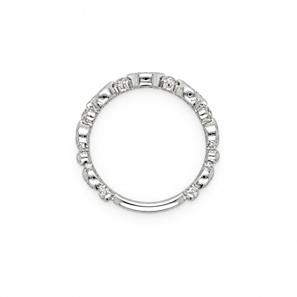 14K White Gold Round Diamond and Ruby Marquise Stacking Ring - Jewelry Design Gallery of East Windsor