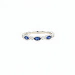 14K White Gold Marquise Diamond and Sapphire ring - Jewelry Design Gallery of East Windsor