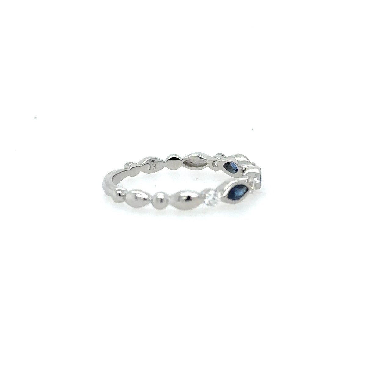 14K White Gold Marquise Diamond and Sapphire ring - Jewelry Design Gallery of East Windsor