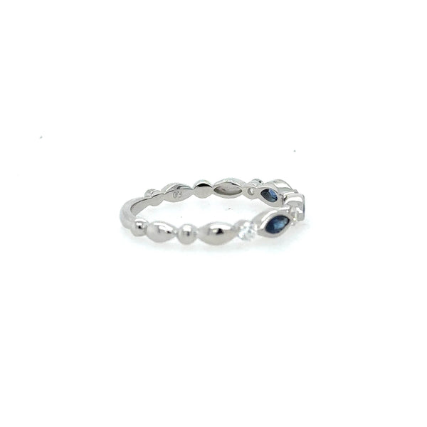 14K White Gold Marquise Diamond and Sapphire ring - Jewelry Design Gallery of East Windsor