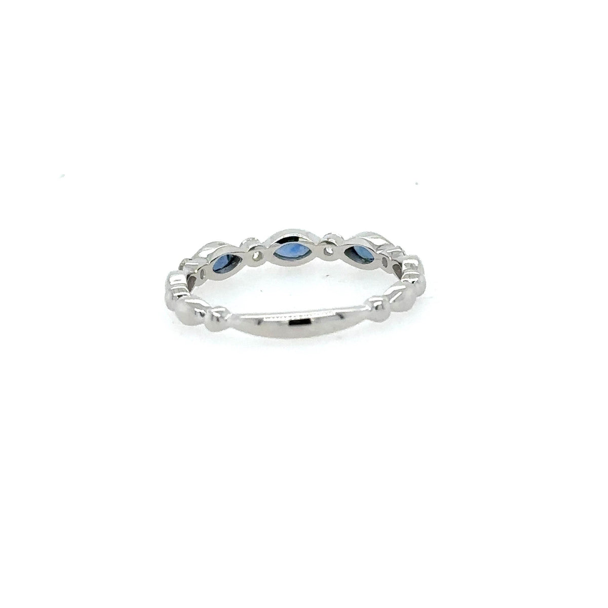 14K White Gold Marquise Diamond and Sapphire ring - Jewelry Design Gallery of East Windsor