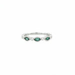 14K White Gold Diamond and emerald stackable marquise ring - Jewelry Design Gallery of East Windsor