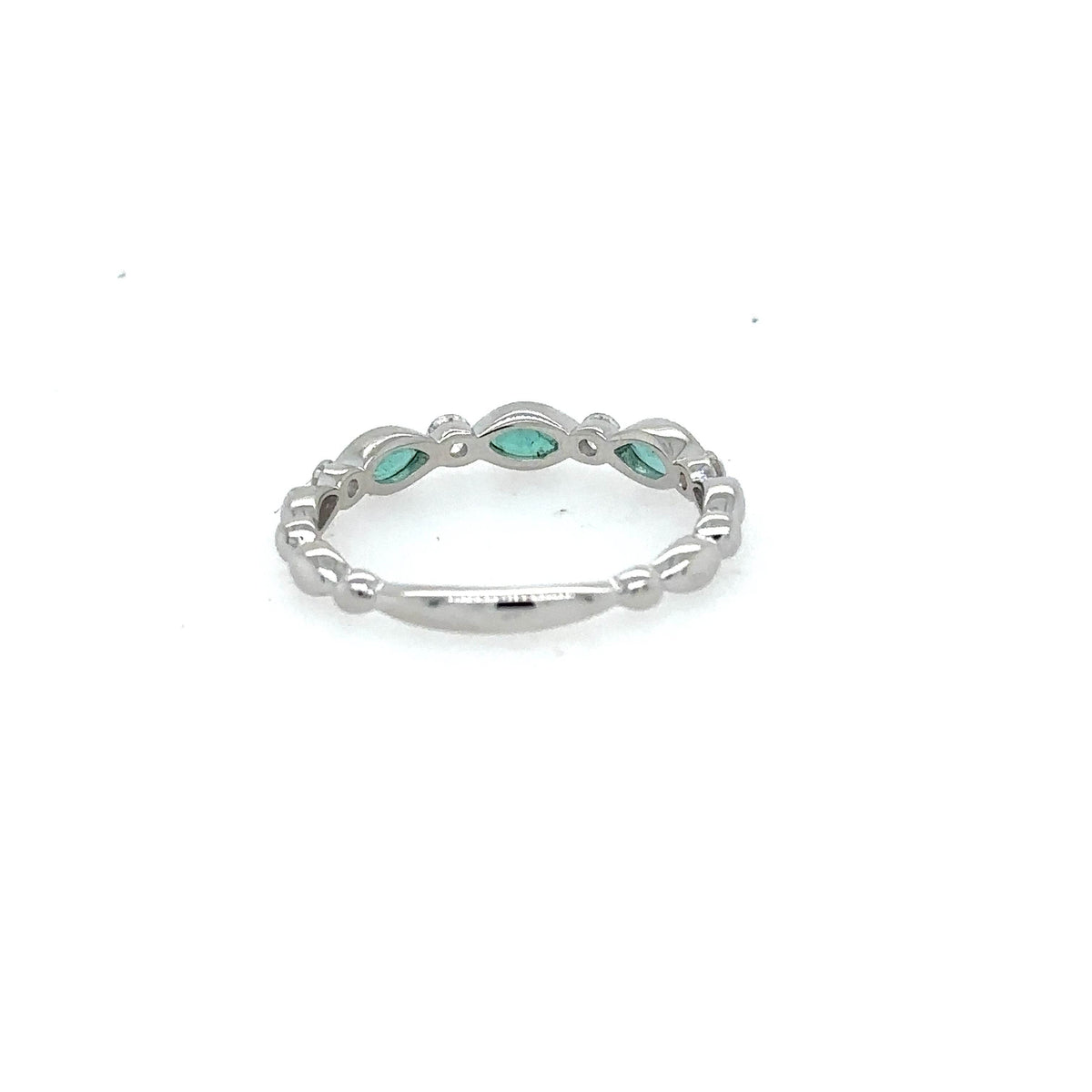 14K White Gold Diamond and emerald stackable marquise ring - Jewelry Design Gallery of East Windsor