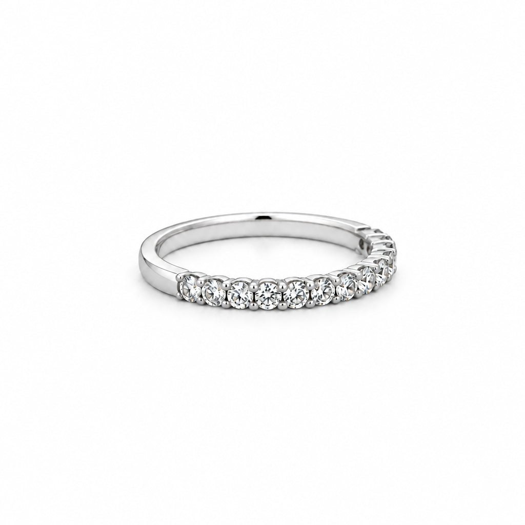 14K White Gold Diamond Half Eternity Wedding Band - Jewelry Design Gallery of East Windsor