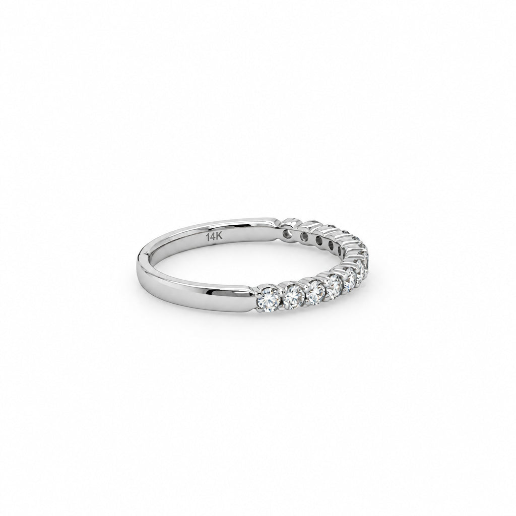 14K White Gold Diamond Half Eternity Wedding Band - Jewelry Design Gallery of East Windsor