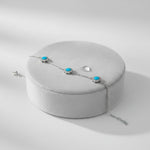 14K White Gold Turquoise And Diamond Dainty Bracelet - Jewelry Design Gallery of East Windsor