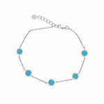 14K White Gold Turquoise And Diamond Dainty Bracelet - Jewelry Design Gallery of East Windsor