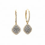 14K Rose Gold Drop Earrings with Clustered Champaign Diamonds - Jewelry Design Gallery of East Windsor