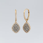 14K Rose Gold Drop Earrings with Clustered Champaign Diamonds - Jewelry Design Gallery of East Windsor